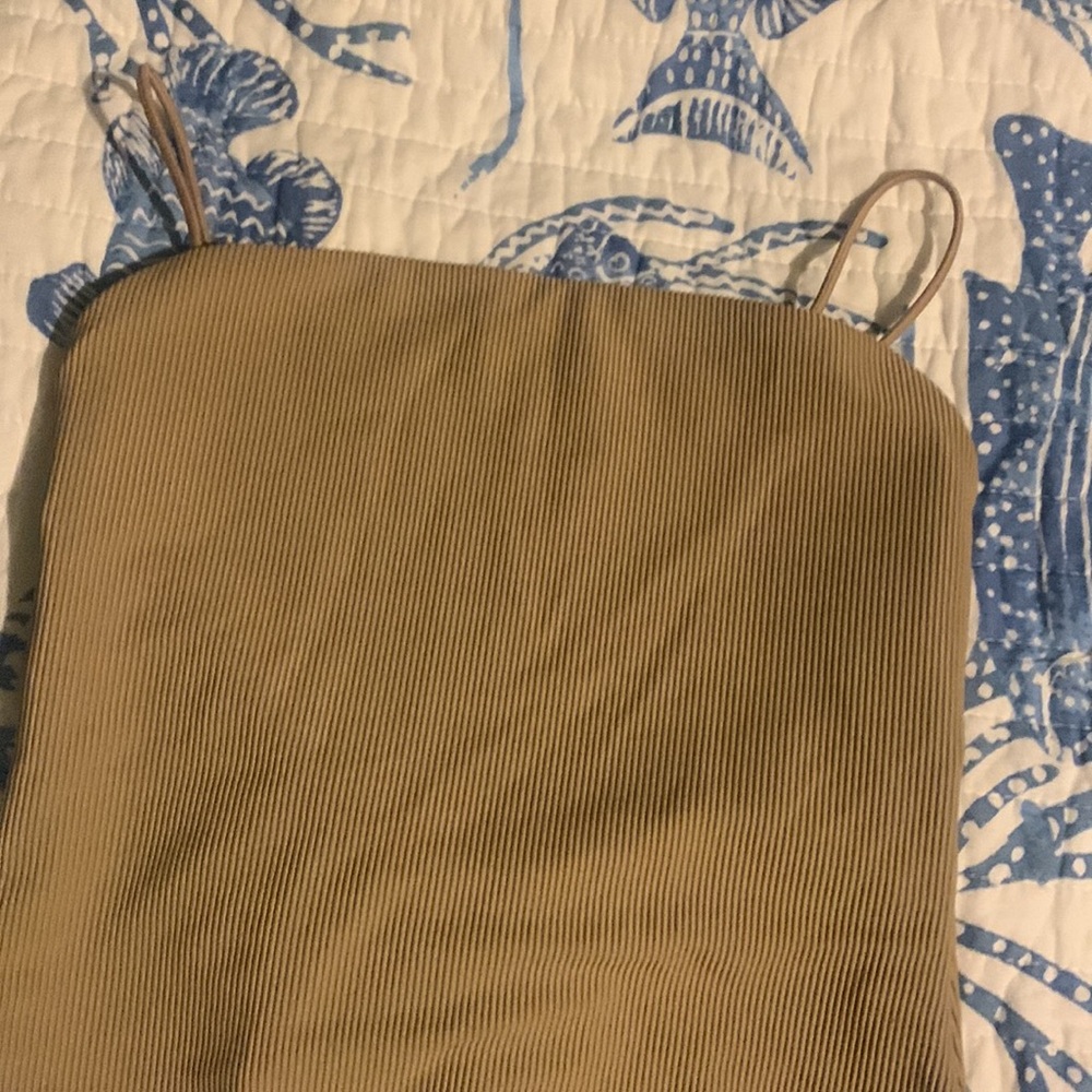 NWOT Good American 90s ribbed one piece size:1 (S) in Tan - Picture 5 of 11